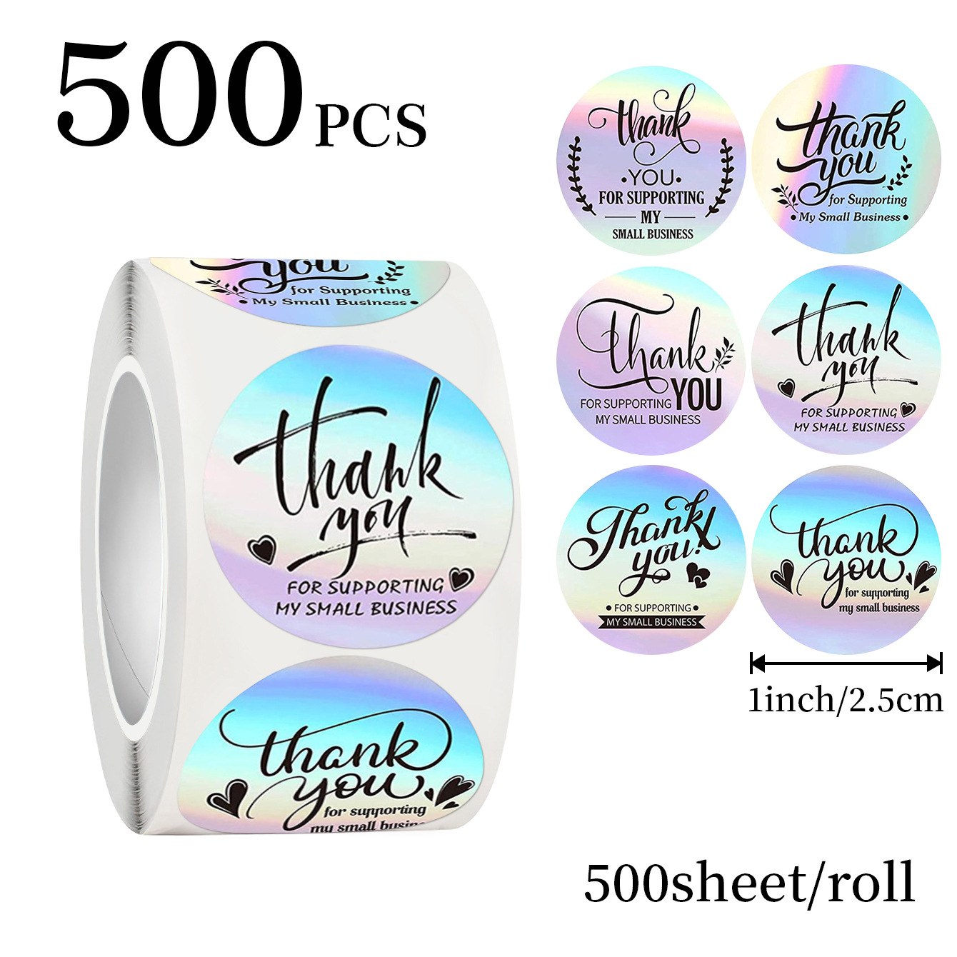 Wedding Favor Box - JCAC 500pcs/rola Adesivos Holográficos de Agradecimento