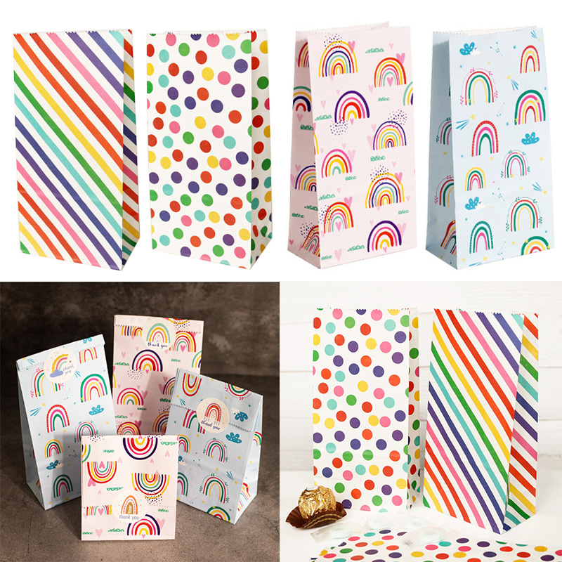 Wedding Favor Box - Sacos de papel pequenos arco-íris impresso